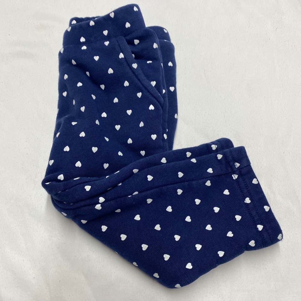 Baby Gap Navy Blue Heart Print Fleece Joggers Pants Kids 18-24 Months